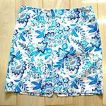 David Loren| White/blue flower print pencil skirt with belt loops & back slit White Size 12 Photo 0