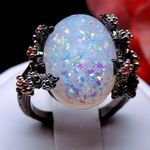 Sterling Silver Gray, Red, & White Floral Ring (6) Gray Photo 1