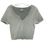Victoria Secret PINK Babydoll Tee Crop Top Green Shirt L Split Neck Y2K Sporty Size L Photo 0