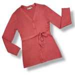 Croft & Barrow Vtg  V Neck Button Up Belted Tunic Cardigan Sweater Spice Large Photo 9