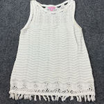 Lilly Pulitzer Tank Top Women's S White Crochet Chevron Tassel Fringe Beach Photo 0