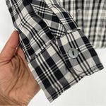 A'Nue Ligne Black‎ White Silk Gingham Layered Double Collared Shirt Size M Black Size M Photo 4