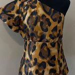 Kenar  Leopard Print One Shoulder Blouse with Rhinestones • One Shoulder • Size 8 Photo 0