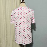 Lucky Brand  Women Polka Dot V Neck Tee Shirt White Pink Size Medium Photo 6