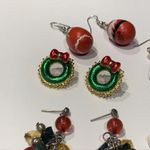 Lot Of 5 Costume Earrings Pierced Christmas Holiday Snowman Santa Wreath Etc Photo 2