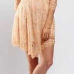 Free People  Floral Mesh Lace Overlay 3/4 Sleeve Peach 12 Photo 1