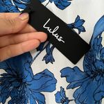 Lulus NWT Asymmetric Floral White Blue Maxi Dress Size M Photo 7