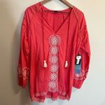 Show Me Your Mumu NWT Claudine Embroidered Tunic Top Dress Coral Pink Boho XS Photo 2