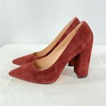 Pour La Victoire  Suede‎ Point Toe Chunky Heels in Burgundy Size 7.5 Photo 2
