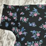 Vintage 80’s Knit Sz M Black Pop Over Cropped Top Shoulder Pads Floral Pattern Blue Size M Photo 4
