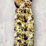 Absolutely Love It!!! Status Print Strapless Empire Waist Dress Size Large Gold Photo 5