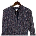 J.Crew Blouson Chiffon Colorful Floral V-Neck Long Sleeve Mini Dress S Black Photo 2