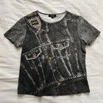Burberry Tromp lieol photo real Black and white denim jacket print top size 2 Photo 0