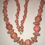 2 Wooden Beaded Vintage Boho Necklaces Light Pink & Multicolor Photo 5