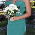 Neiman Marcus Green Mini Dress with Ruffle Photo 0