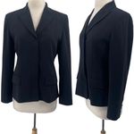 Vintage Emanuel Ungaro Wool Pinstripe Blazer Covered Button Down Black Womens 8 Photo 1