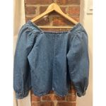 NWOT J.Crew Squareneck Denim Blouse Cottage Core Minimalist Parisian Style S Blue Size M Photo 3