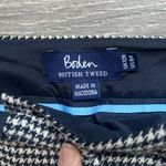Boden Wool Houndstooth Black White Velvet Racing Stripe Pants Size 8 Career Photo 3