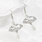 Oriental Fan Design Earrings Silver Photo 2