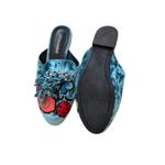 Jeffrey Campbell Blue Crushed Velvet Ladybug Floral Mules Flats Size 8.5 Photo 2
