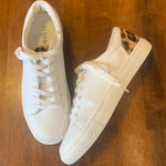 J.Crew Women's Saturday Sneaker 8 White Sneakers with Leopard Detail Photo 0