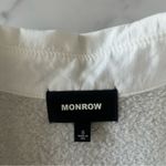 Monrow Poplin Mix polo Sweatshirt tennis academia white heather gray Sz Small Photo 3