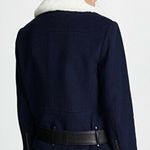 Joie  Fayana Genuine Shearling & Leather Trim Moto Jacket Navy Blue Sz S NWT Photo 7