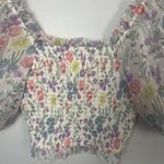 Saylor  Floral Teryn Print crop puff sleeve floral smocked back top size XS Photo 7