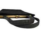 Vintage Corde Chevron Black Satchel Handbag 1940s Embroidered Hinged Frame Purse Photo 5