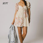 Patchwork Babydoll Mini Dress White Photo 1
