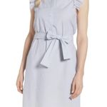 Gibson Shirt Dress Sugarplum Ruffle Sleeve Belted Blue Stripe Women’s Size Small Photo 0