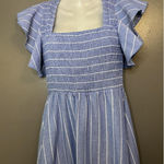 Cupshe  Dress Womens Small Blue Striped Flutter Sleeve Smocked Maxi Sundress Photo 0