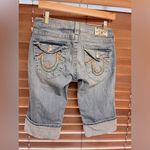 True Religion Rainbow Embroidered Jorts Size 27 USA Made Y2K Knee-Length Jean Photo 3