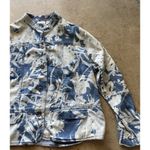 Chico's Floral Bleach Holland Denim Jacket Sz 3 Blue Button Up Mandarin Collar Photo 11