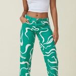 Cotton On  Low Rise Green and White Swirl Straight Jeans sz4 Photo 0