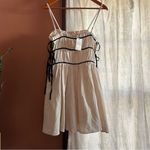idem Ditto  Lace Up Side Cream Contrast Black Ribbon Mini Dress Short NWT Size S Photo 3