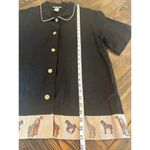 Stonebridge Linen Button Shirt Women 1X Animal Embroidered Grandma Neutral VTG Black Photo 4