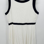 Lands' End  Dress Women 14 White Blue Linen Blend Sleeveless Knee Length Back Zip Photo 0