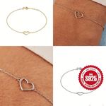 925 Sterling Silver Thin Chain Elegant Love Heart Bracelet New in Packaging Photo 1