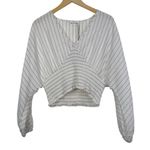 Avec Les Filles Stripe V-Neck Smocked Cropped Top Size L NWT $79 Photo 1
