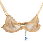 Free People  Nude Sheer Mesh Triangle Bralette Bra Size 34B OB791736 New Photo 0