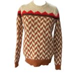 Madewell Wool Alpaca Chevron Knit Sweater Brown Cream Geometric Cozy Sz Medium Photo 2