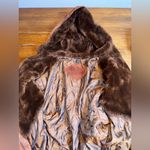 VTG The Legend Of Real Leather Suede Faux Fur Lined Hooded Jacket Parka Brown Size M Photo 2
