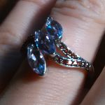 Moroccan Rose and Mozambique Garnet Trinity Twilight Sterling Silver Ring Photo 0