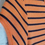 Tommy Hilfiger VTG Y2K 2002 TOMMY JEANS ORANGE NAVY STRIPE LETTUCE LEAF HEM FITTED RIBBED TEE Photo 4