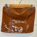 Anthropologie 🛍️ By  Brown Faux Leather Smocked Tube Top Small Petite Photo 4