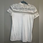 EXPRESS Womens Small Ivory Lace Short Sleeve mock neck Top Photo 5