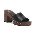 Franco Sarto Black 1" Platform Capri Slip On Leather Studded Wood Clogs size 6 Photo 6