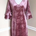 Vanity Room Mauve Floral Velvet Bell Sleeve Dress Pink Size M Photo 0