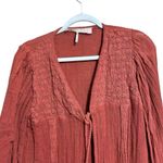 Jen's Pirate Booty Cardigan Womens XS Small Orange Fringe Boho Gauze Sweater Photo 1